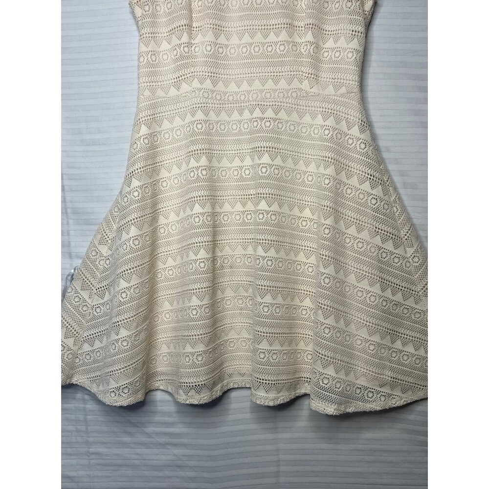Papaya Size L Sleeveless Ivory Crochet Fit & Flare Dress Back Zipper Closure - Picture 5 of 16